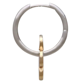 Sterling Silver 19mm Huggie Hoops with Bronze Flower Dangle Side View