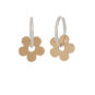 Sterling Silver 19mm Huggie Hoops with Bronze Flower Dangle