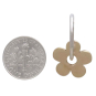 Sterling Silver 19mm Huggie Hoops with Bronze Flower Dangle with Dime