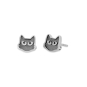 Nina Designs Sterling Silver Black Cat Face Post Earrings 7x8mm