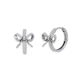 Sterling Silver Huggie Hoops with Bow 14x11mm
