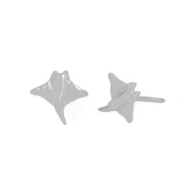 Sterling Silver Manta Ray Post Earrings 9x9mm