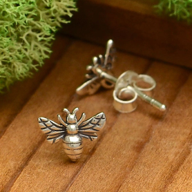 Nina Designs Sterling Silver Tiny Bee Post Earrings beauty shot