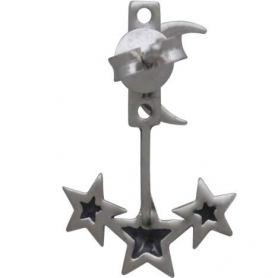 Sterling Silver Moon and Star Ear Jackets 17x13mm