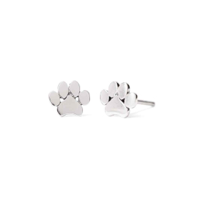 Sterling Silver Paw Print Post Earrings 6x7mm