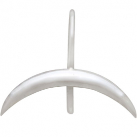  Sterling Silver Ear Hooks with Ridged Crescent Moon 17x19mm