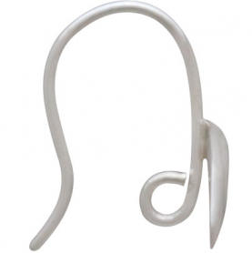  Sterling Silver Ear Hooks with Ridged Crescent Moon 17x19mm