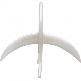  Sterling Silver Ear Hooks with Ridged Crescent Moon 17x19mm