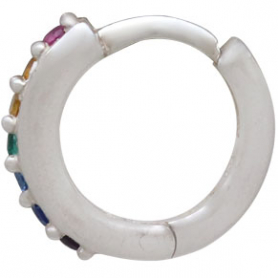  Silver Rainbow Huggie Hoop Earrings with Nano Gems 12x12mm