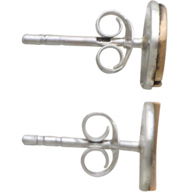  Sterling Silver Post Earrings with Bronze Sun and Moon 8x8mm