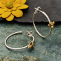  Sterling Silver Hoop Earring with Bronze Bee 30x27mm