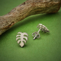  Sterling Silver Monstera Stud Earrings 10x8mm