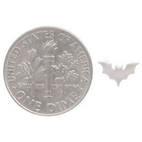  Sterling Silver Flat Tiny Bat Post Earrings 5x8mm
