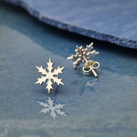 Sterling Silver Snowflake Post Earrings 11mm