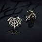 Sterling Silver Spider Web Post Earrings 14x17mm