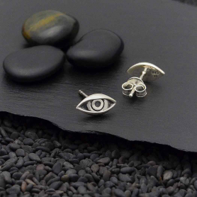 Sterling Silver Dimensional Eye Post Earrings 5x9mm