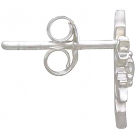  Sterling Silver Snowflake Post Earrings with Nanogem 11x11mm