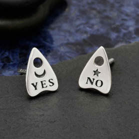 Sterling Silver Ouija Post Earrings 9x6mm