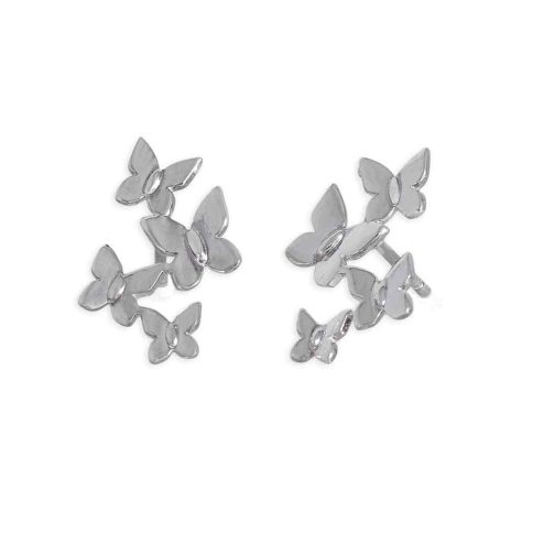 Nina Designs Sterling Silver Butterfly Cluster Post Earrings 17x11mm