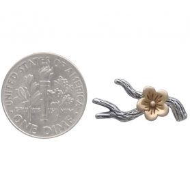 Mixed Metal Branch Earrings with Bronze Blossom 11x18mm