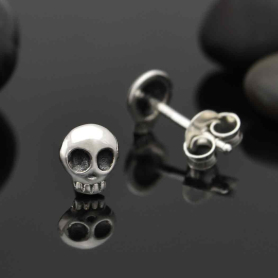 Nina Designs Sterling Silver Mini Skull Post Earrings
