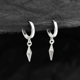 Sterling Silver Huggie Hoops with Spike 25x11mm