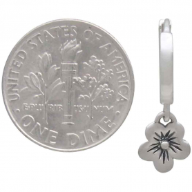 Sterling Silver Huggie Hoop with Cherry Blossoms 21x11mm