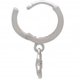 Sterling Silver Huggie Hoop with Cherry Blossoms 21x11mm