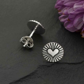 Sterling Silver Flat Radiant Heart Post Earrings 8x8mm