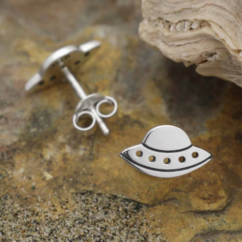 Sterling Silver UFO Post Earrings 6x11mm