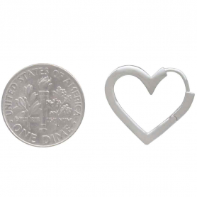  Sterling Silver Heart Huggie Hoop Earrings 17x19mm