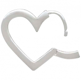  Sterling Silver Heart Huggie Hoop Earrings 17x19mm