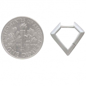 Sterling Silver Diamond Shaped Huggie Hoop Earrings 14x14mm