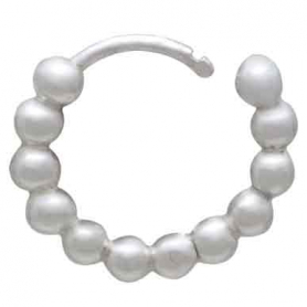 Sterling Silver Beaded Huggie Hoop Earrings 13x14mm