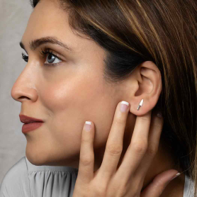 Sterling Silver knife Earrings on model