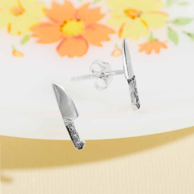 Sterling Silver Kitchen Knife Post Earrings 13x3mm