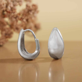 Sterling Silver Chunky Teardrop Huggie Hoops 15x8mm