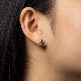 Sterling Silver Ant Post Earrings on model