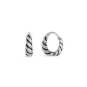 Sterling Silver Twisted Teardrop Huggie Hoops 14x4mm
