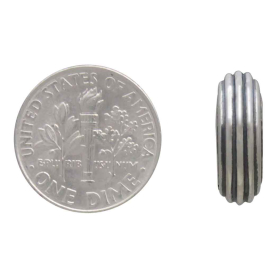 Sterling Silver Thick Round Huggie Hoops with Ridges with Dime