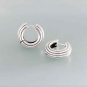 Sterling Silver Thick Round Huggie Hoops with Ridges 