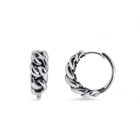 Sterling Silver Graduated Chain Huggie Hoop Earrings