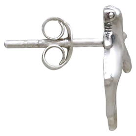 Sterling Silver Tiny Hammerhead Shark Post Earrings Side View