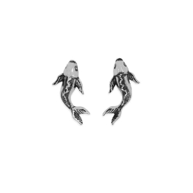 Sterling Silver Tiny Koi Post Earrings 12x6mm