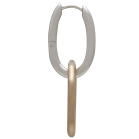 Sterling Silver Oval Huggie Hoop with Bronze Link Side View