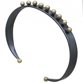 Mixed Metal Black Cuff Bracelet with Bronze Granulation
