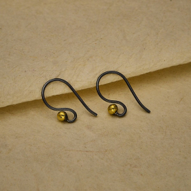 Black Finish Simple Ear Wire with Bronze Ball 18x10mm