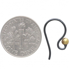 Black Finish Simple Ear Wire with Bronze Ball 