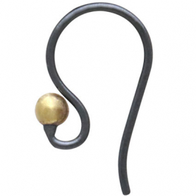 Black Finish Simple Ear Wire with Bronze Ball 