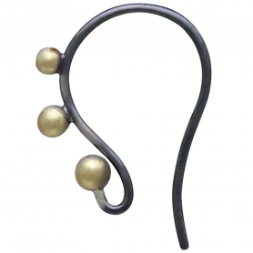 Mixed Metal Black Ear Wire with Bronze Granulation